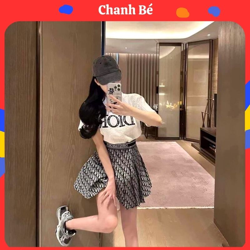 Set áo phông kèm chân váy 2 lớp cho mẹ và bé áo cotton quần kaki thun họa tiết di.or siêu đẹp [B242]