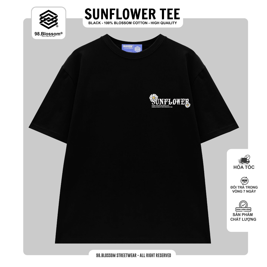 Áo Thun Unisex 98.Blossom SUNFLOWER TEE 100% Cotton - Local Brand