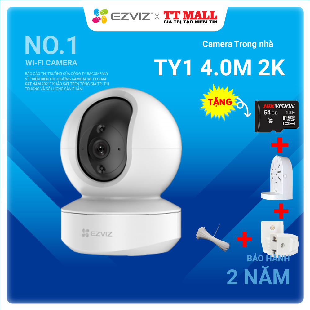 Camera IP trong nhà Wifi EZVIZ TY1 4MP (2K) quay quét thông minh - tặng quà khi mua k