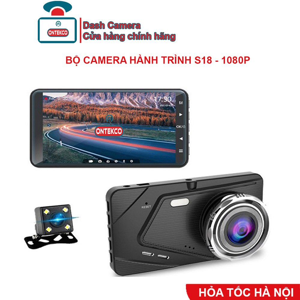 Camera hành trình ONTEKCO S18 2 mắt ghi hình trước sau 1080P Full HD Tiếng Việt
