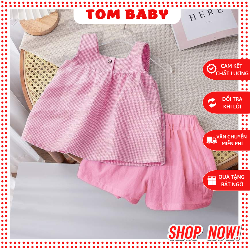 SET ĐŨI XỐP CARO XINH XẮN DIỆN HÈ CHO BÉ 10-26KG