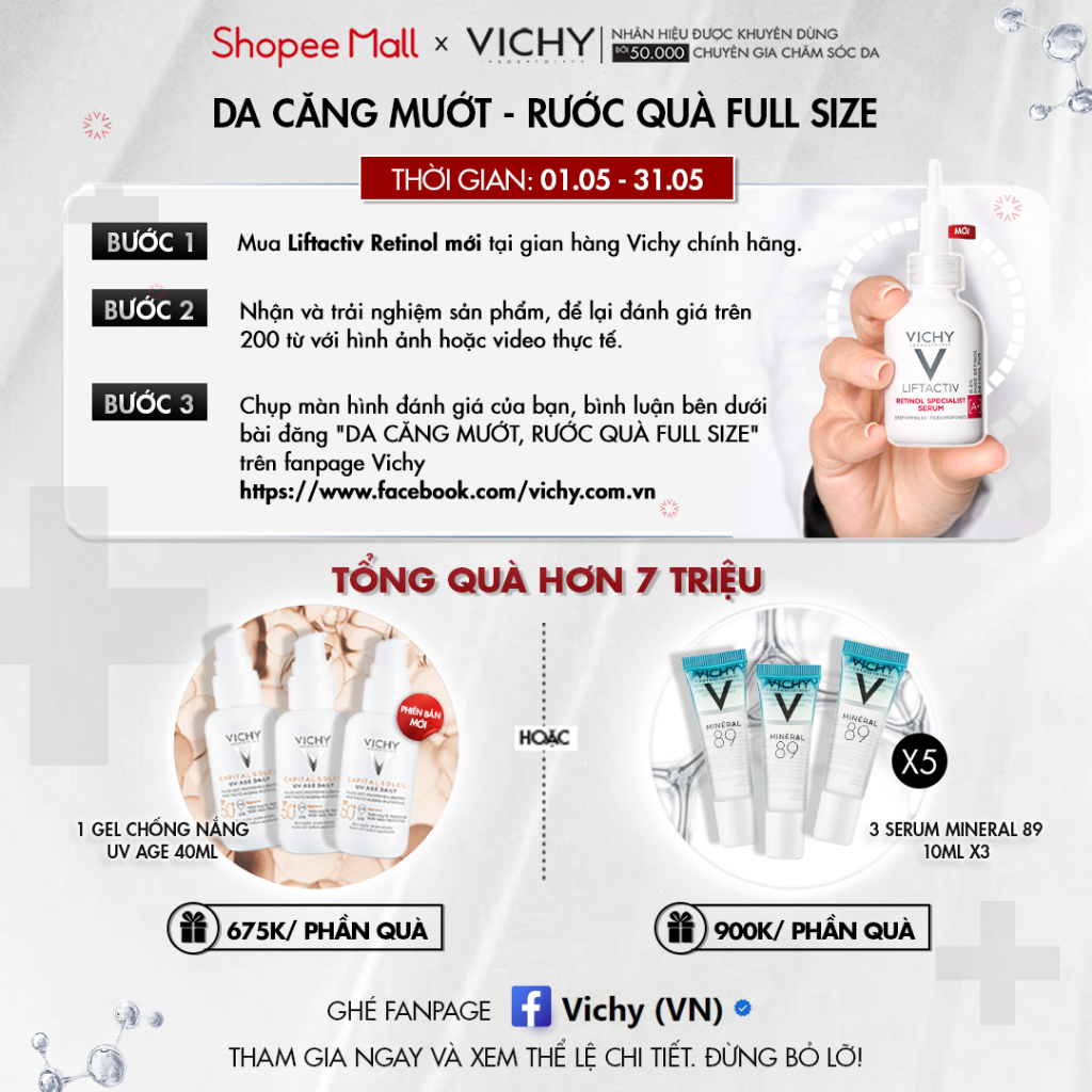 Bộ sản phẩm làm sáng da, mờ thâm nám và dưỡng da, ngừa lão hoá ban đêm Vichy Liftactiv Collagen Specialist