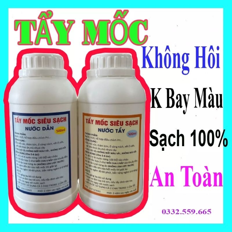 Tẩy Mốc, Tẩy Trắng Quần Áo KHÔNG MÙI HÔI, KHÔNG MẤT MÀU Vải, Tẩy mốc siêu sạch 100% hàng Chính Hãng