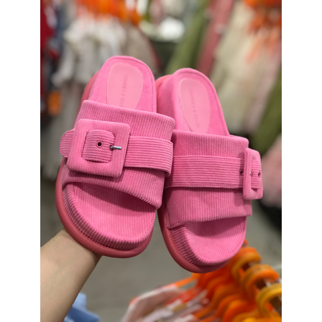 Dép tag đai ngang hồng đen new