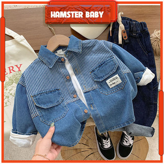 Áo sơ mi denim sọc jean cho bé hamster baby phong cách hàn quốc cực chất