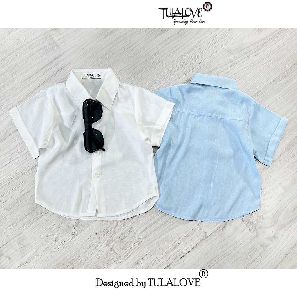 Áo Sơ Mi Cho Bé Trai Màu Đơn Sắc Cực Xinh Tulalove, Áo Bé Trai