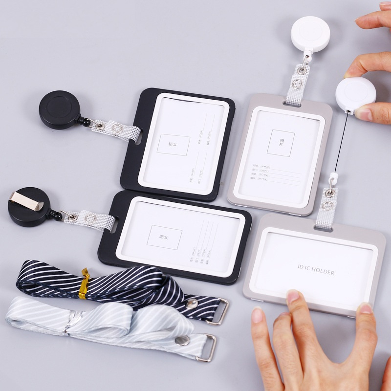 Bao đựng thẻ ngang có nút co dãn đen xám