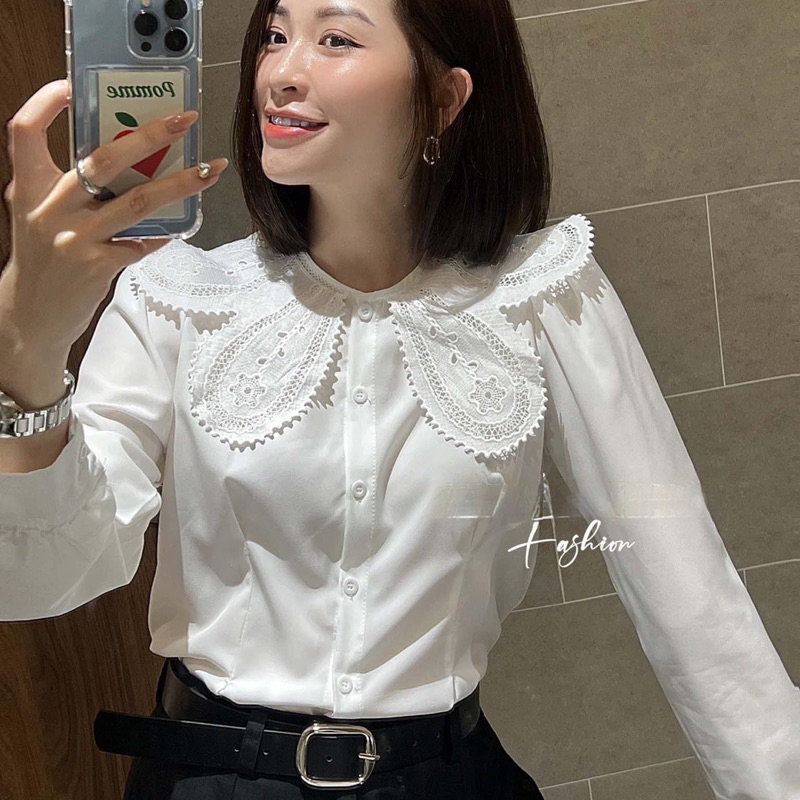 Áo sơ mi cổ bèo lá G647 sang chảnh mặc mát công sở hay đi chơi đều hợp thời trang