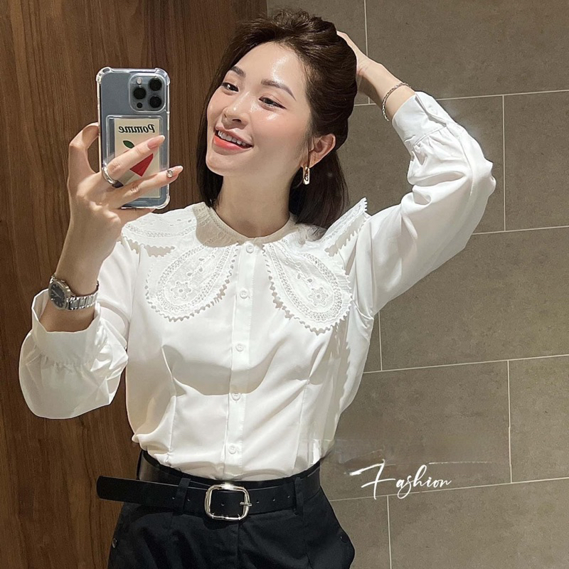 Áo sơ mi cổ bèo lá G647 sang chảnh mặc mát công sở hay đi chơi đều hợp thời trang