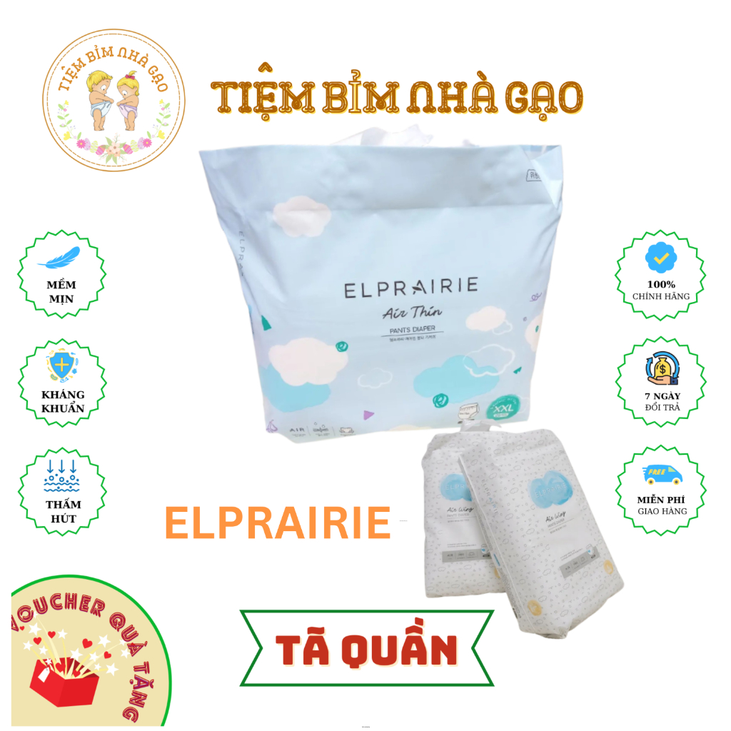 Tã bỉm Dán/quần Elprairie hàn quốc bản đên và ngày đủ size S34/M30/L26m/L44m/XL42m/XXL40m.