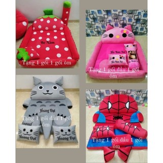 Combo trọn bộ Nệm thú handmade kích thước 1m1x1m6 đệm dày 5cm