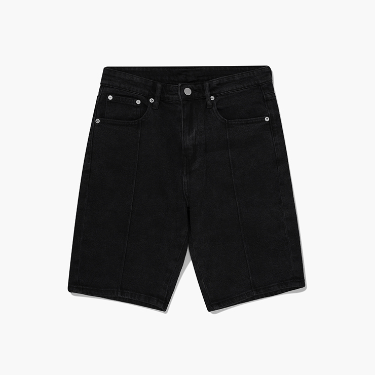 OWL BRAND ® LINE JEANS SHORTS - Quần jeans ngắn có đường may giữa / Đen