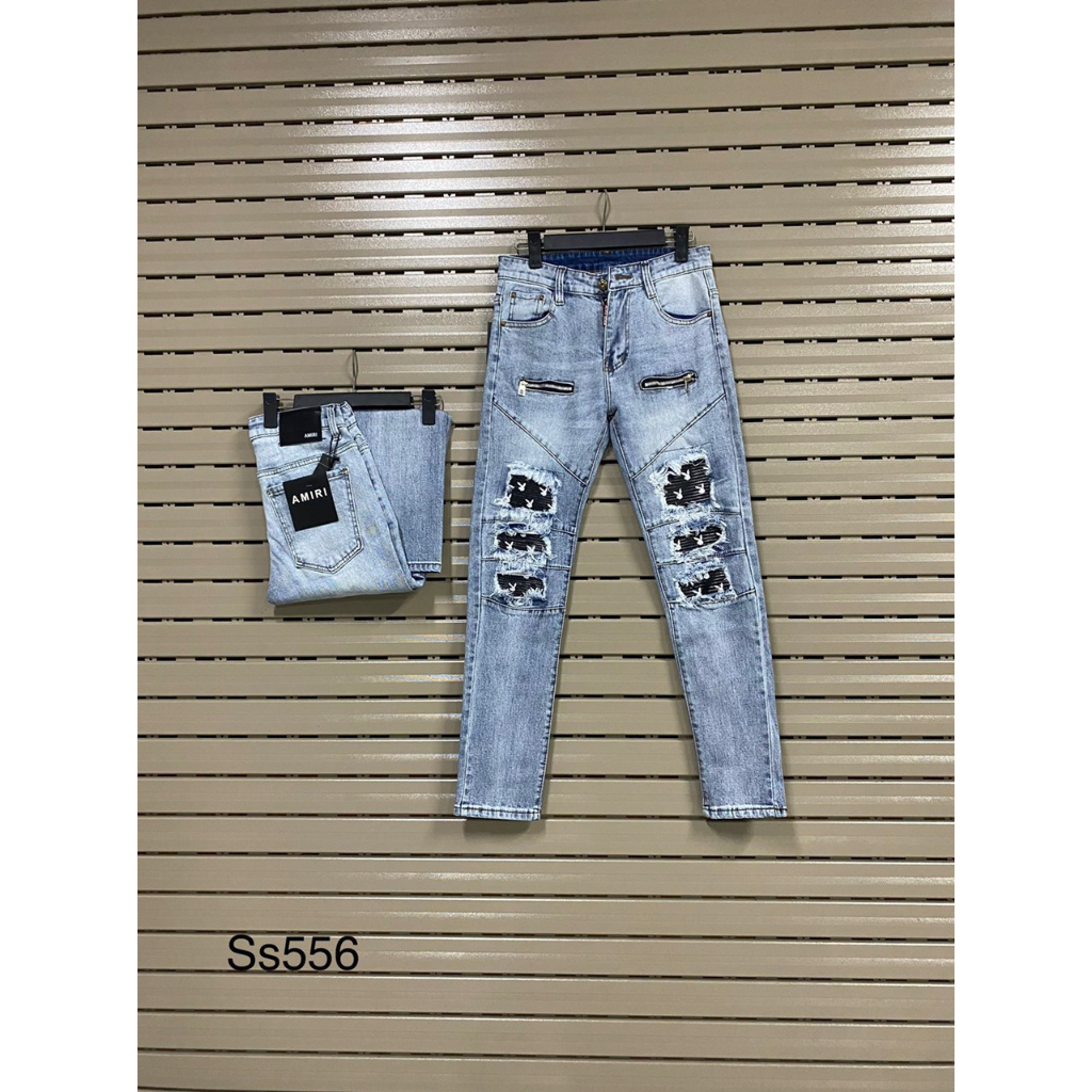 Quần Jeans Amiri-batman Nam Vá Da Cực Xịn - Quần Jeans Nam Amiri-batman Vá Thỏ Cao Cấp