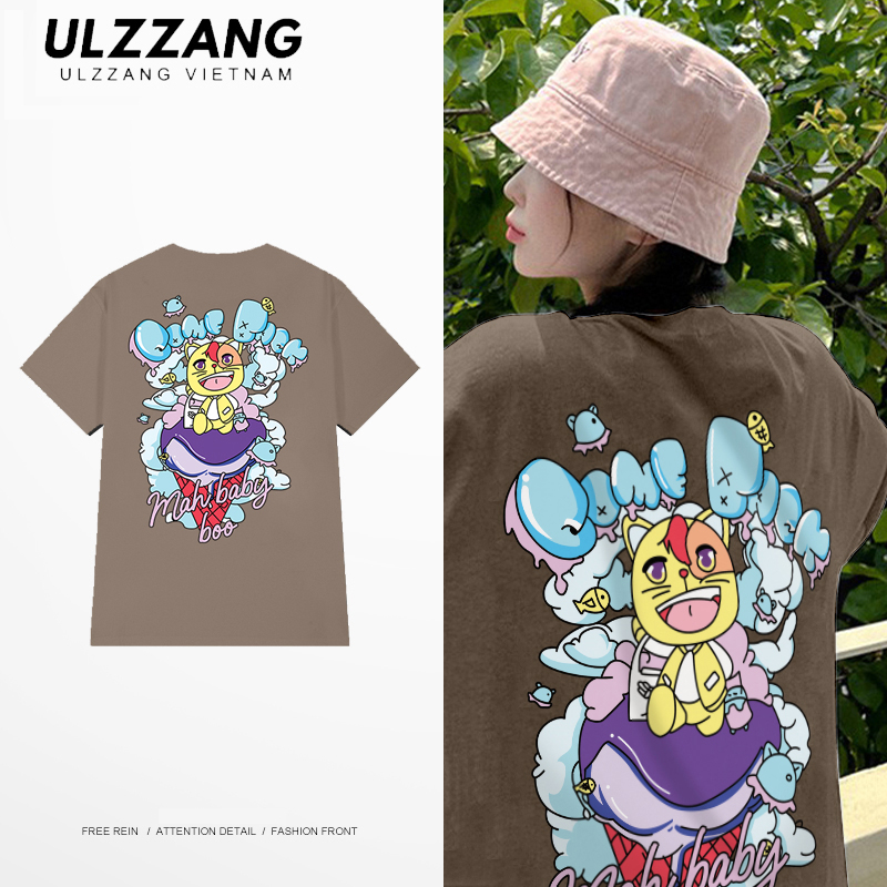 Áo thun unisex local brand ULZZ ulzzang form dáng rộng tay lỡ in hình baby boo