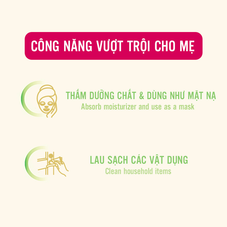 Combo 3 túi khăn khô 100% sợi tự nhiên và rayon Mamamy Tropical