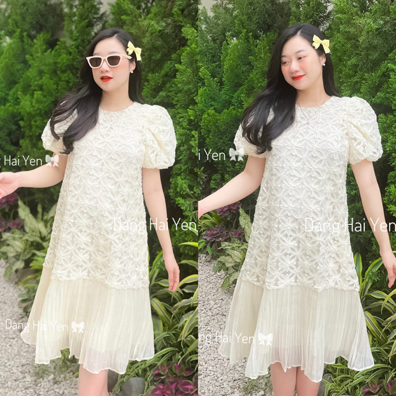 Váy xuông Lisa babydoll ren hoa mềm hai lớp tiểu thư