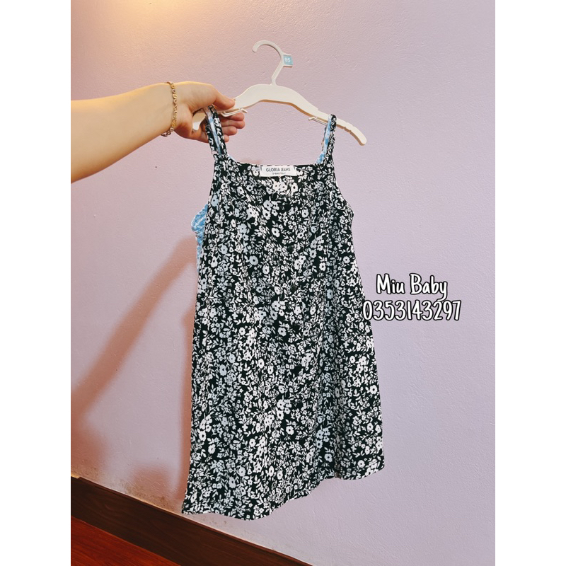 Váy 2 dây cúc dọc 2 màu mẹ và bé gái đại du xịn