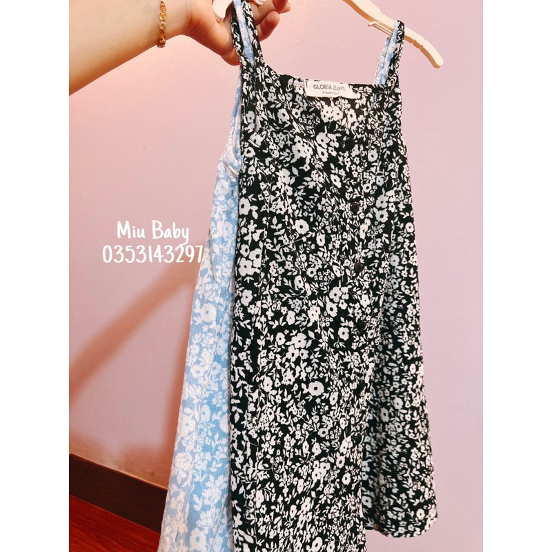 Váy 2 dây cúc dọc 2 màu mẹ và bé gái đại du xịn