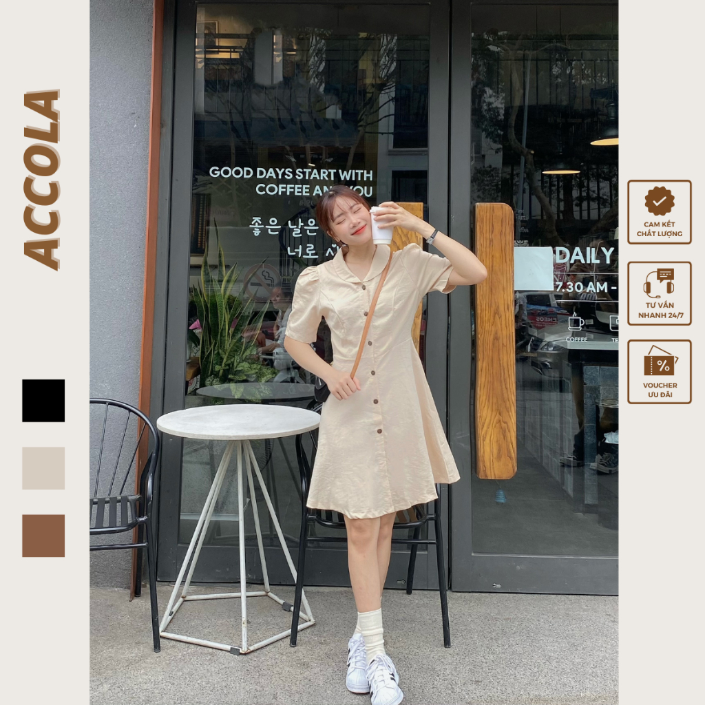 Đầm váy cổ cánh sen chất liệu linen by Accola Made 0405