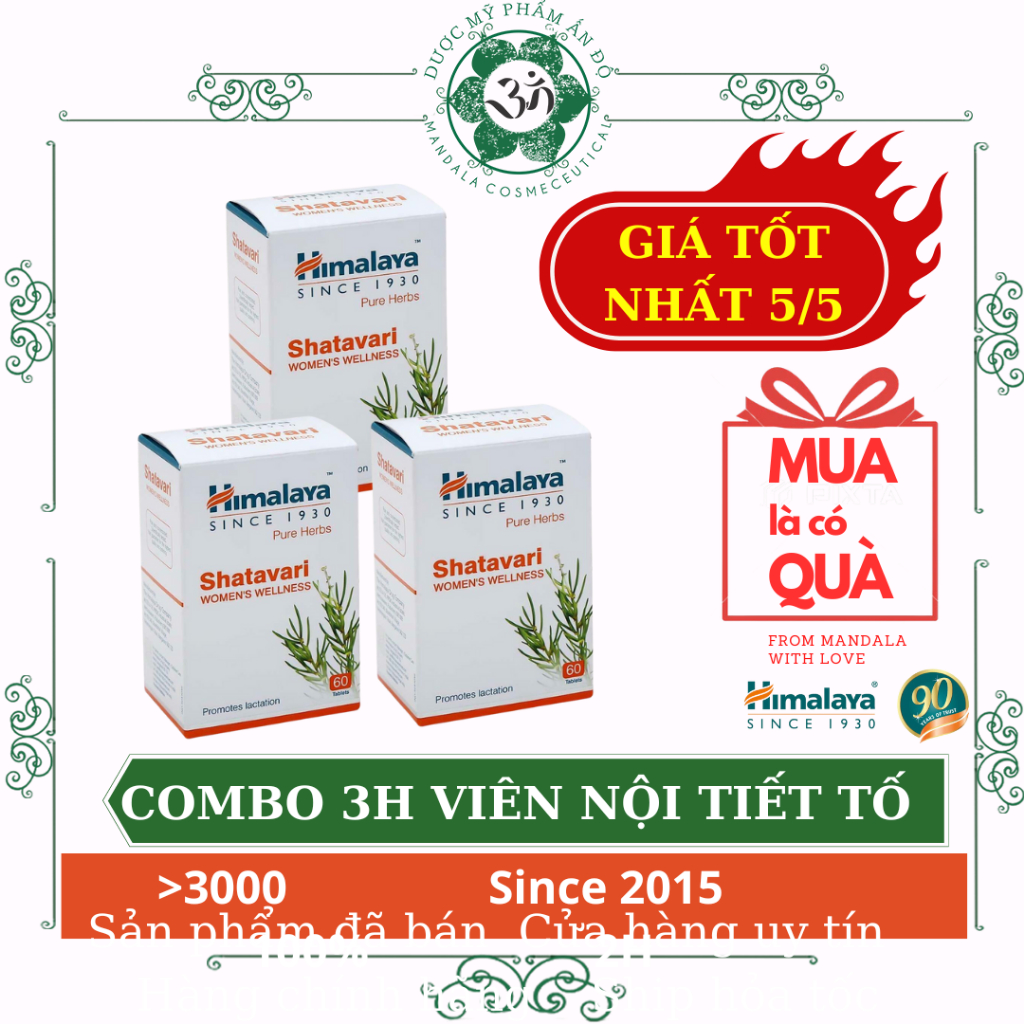 Combo Shatavari Himalaya điều hòa nội tiết giảm mụn, đẹp da - Mandala Shop