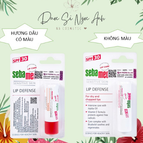 Son dưỡng môi chống nắng SPF 30 Sebamed Lip Defense Strawberry (4.8g)