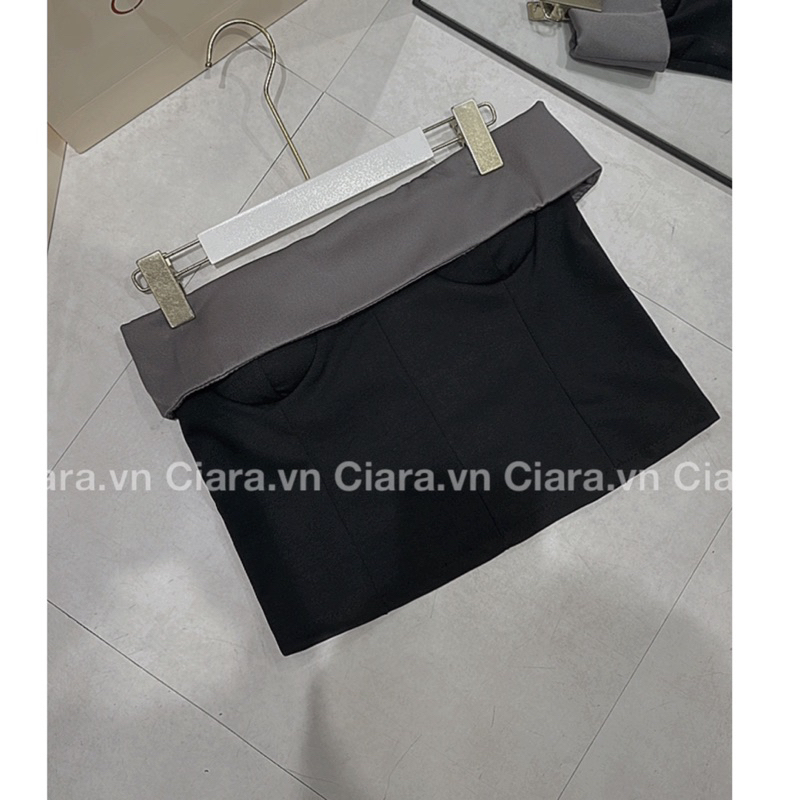 Set áo quây kèm quần suông dài ghi xám