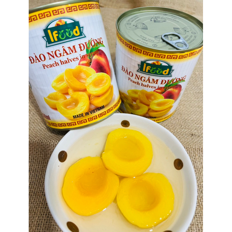 Đào ngâm giòn đóng hộp 580ml