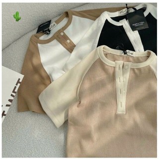 Áo Kiểu Form Croptop Tay Phối Màu Freesize