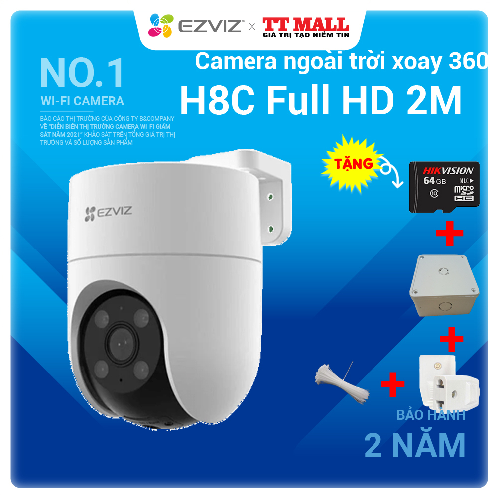 [Mã ELEZ150K giảm 10% đơn 800K] camera ip wifi ezviz h8c độ phân giải Full HD 1080P có màu ban đêm , báo động còi hú