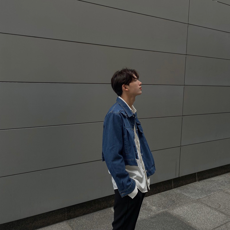 Áo Khoác Bò Xanh Nam Vạt Lệch TENPO | Jacket Form Crop