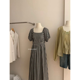 Váy Gingham cổ U chiết eo 60075 IMISS