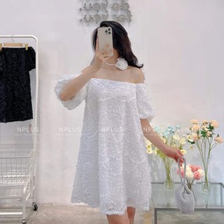 💋Váy xòe trễ vai tay bồng hoa cổ bánh bèo🌸🌸