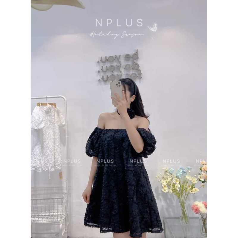 💋Váy xòe trễ vai tay bồng hoa cổ bánh bèo🌸🌸
