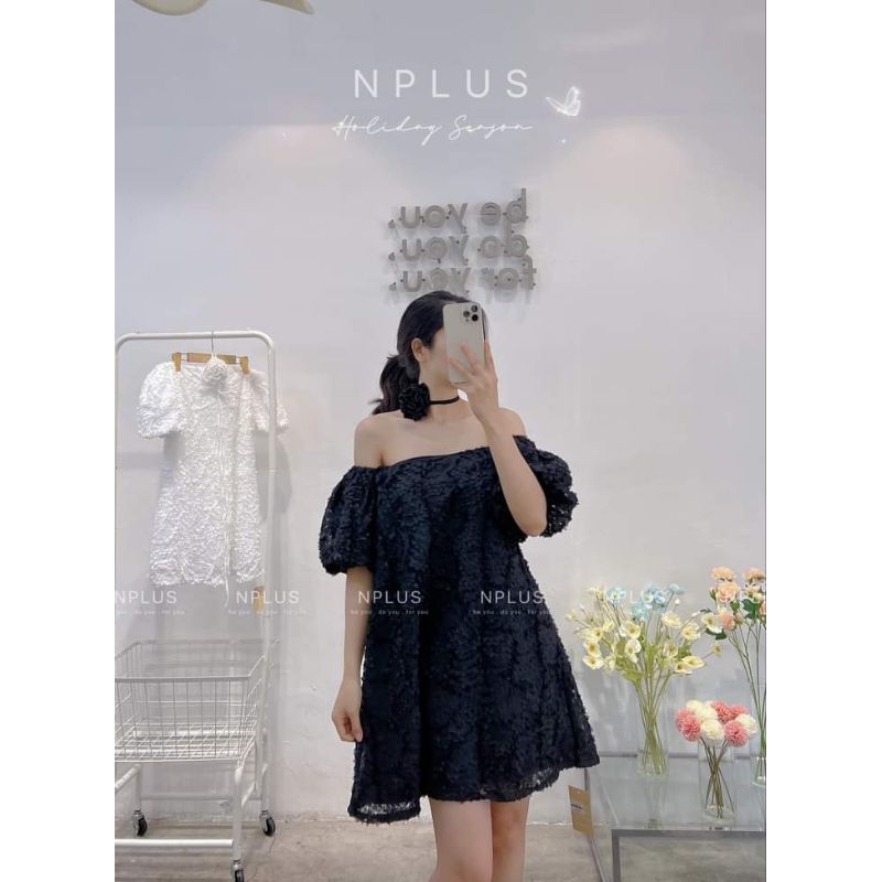 💋Váy xòe trễ vai tay bồng hoa cổ bánh bèo🌸🌸