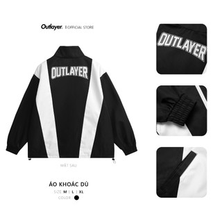 Áo Khoác Dù Phối Đen Trắng Logo Outlayer