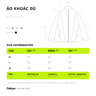 Áo Khoác Dù Phối Đen Trắng Logo Outlayer