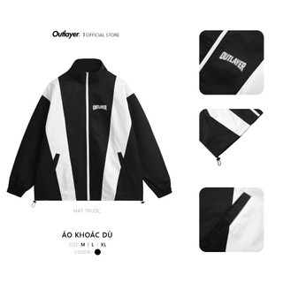 Áo Khoác Dù Phối Đen Trắng Logo Outlayer