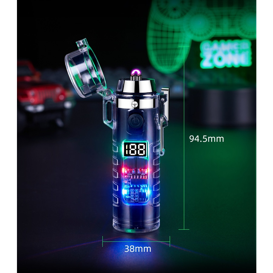 Đèn mini siêu sáng kiêm quẹt điện tia Plasma đa năng cao cấp chống nước kèm dây đeo