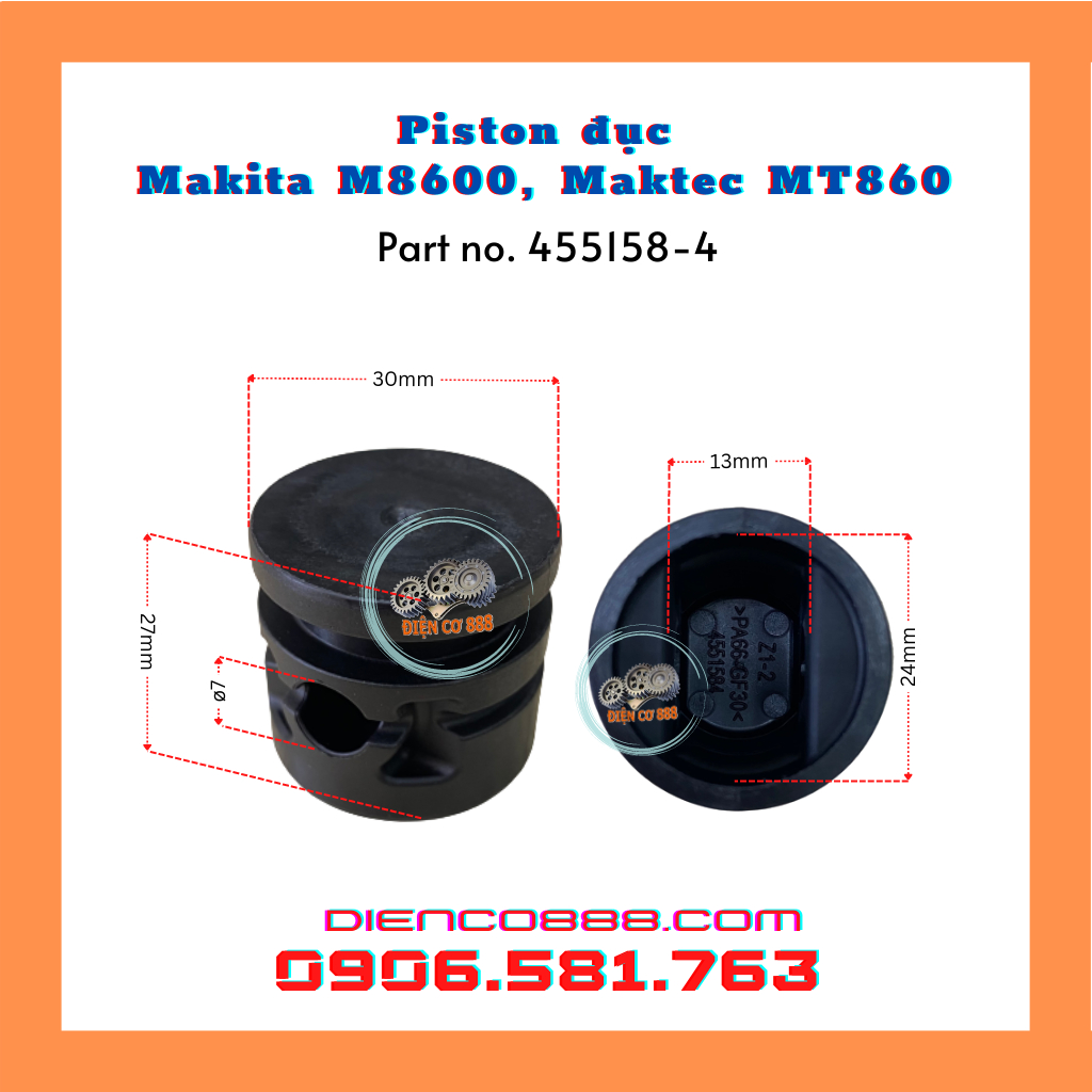 Piston đục Makita M8600; Maktec MT860 chính hãng bằng nhựa (455158-4)