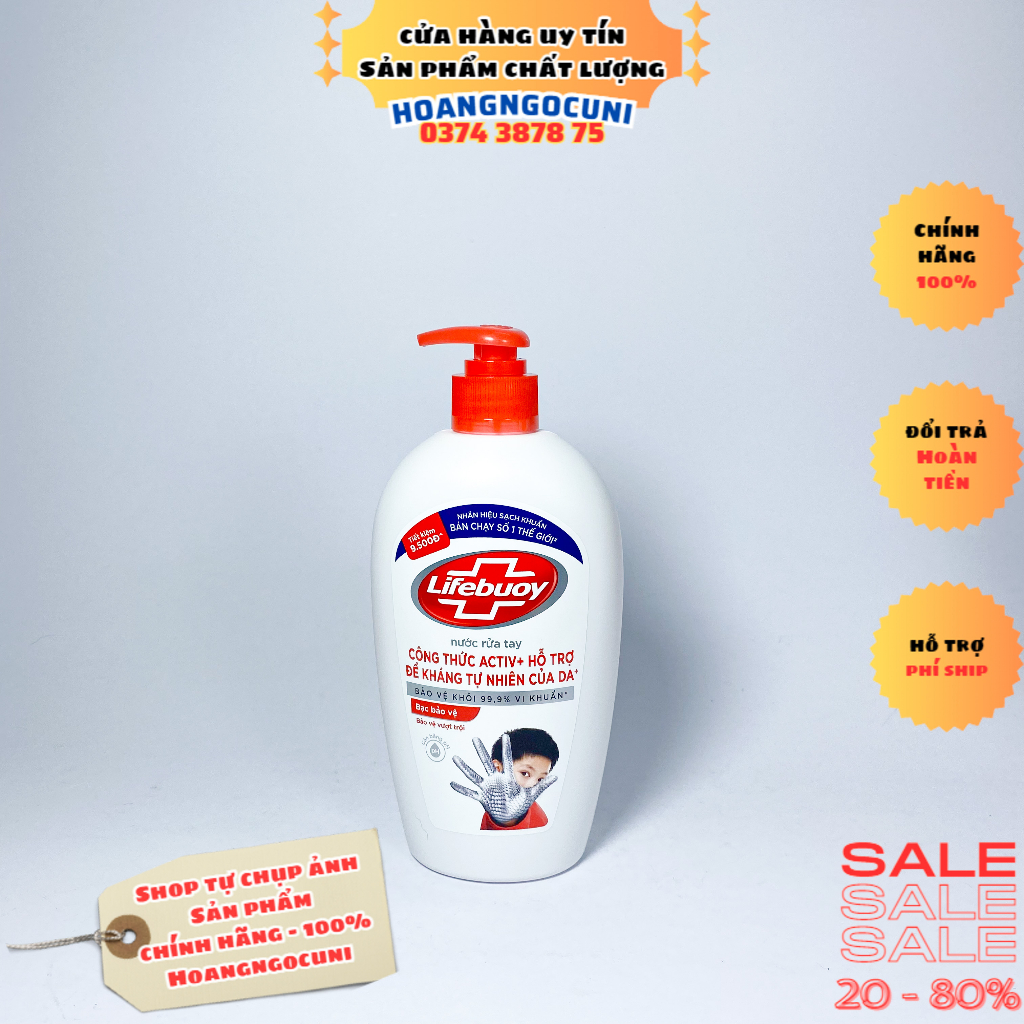 Nước rửa tay Lifebuoy chai lớn 450g đỏ bảo vệ vượt trội / xanh dưỡng ẩm da / vàng cho nhà làm bếp chính hãng