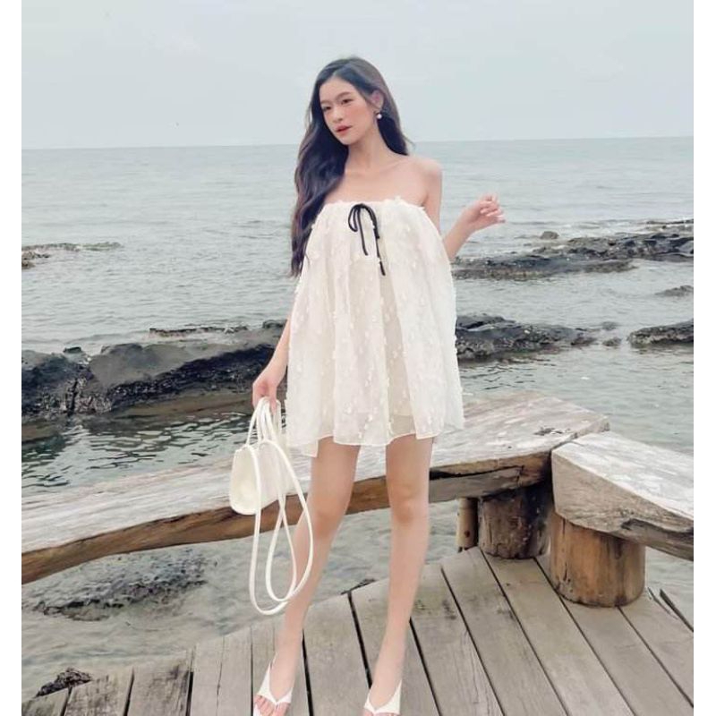 💋Áo cúp ngực tơ xòe nơ bánh bèo tiểu thư ❤️❤️