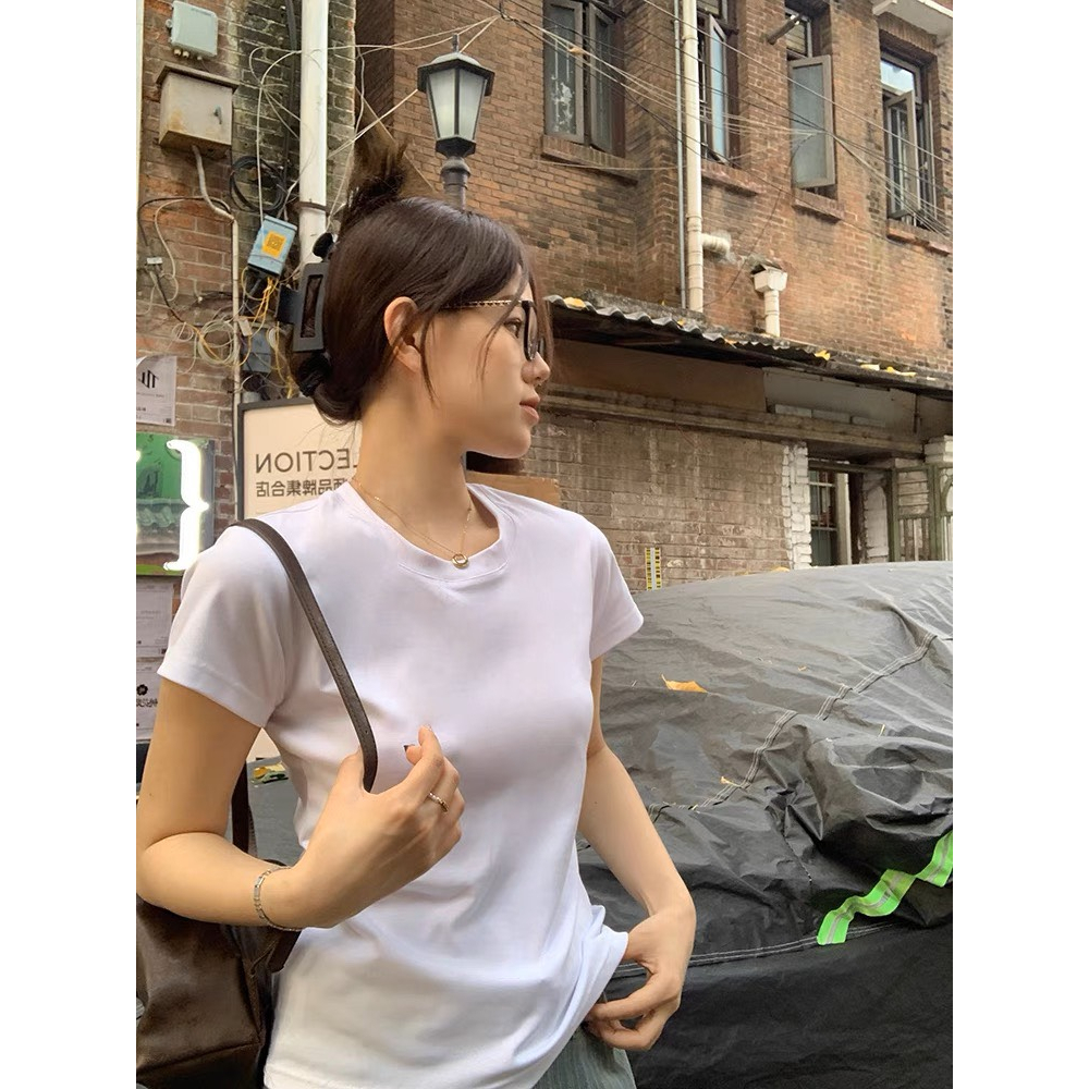 Áo thun baby tee nữ trơn form ôm chất liệu cotton co dãn 4 chiều 100% Kimee MA044