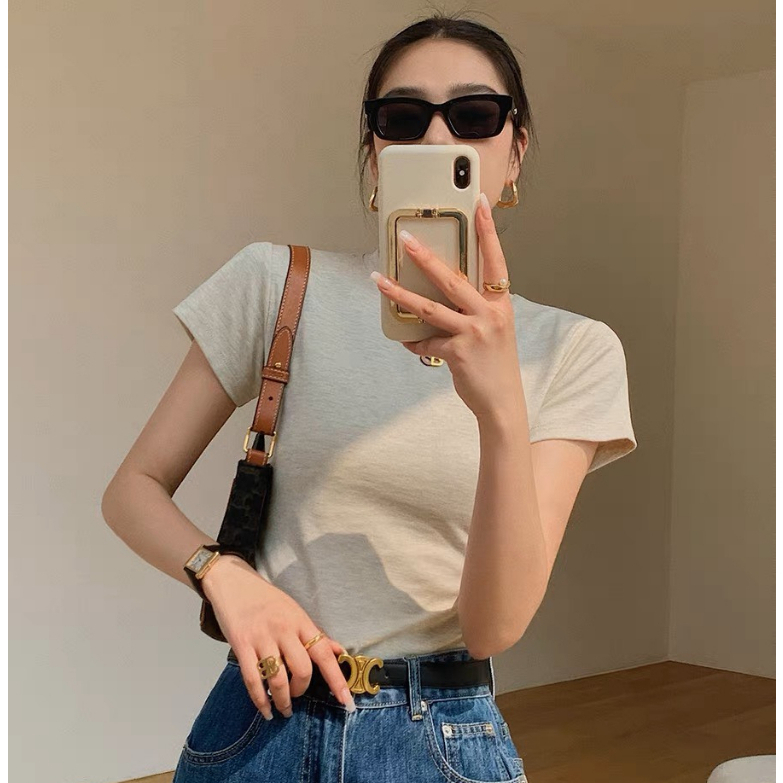 Áo thun baby tee nữ trơn form ôm chất liệu cotton co dãn 4 chiều 100% Kimee MA044