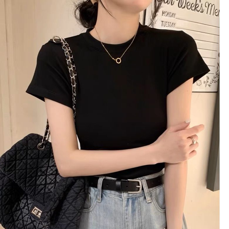 Áo thun baby tee nữ trơn form ôm chất liệu cotton co dãn 4 chiều 100% Kimee MA044