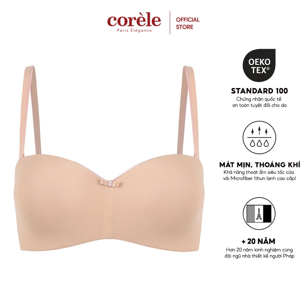 Áo ngực nữ cúp ngang Corèle tháo dây, mút vừa, không đường may, gọng ẩn Silicone thoải mái gợi cảm từ Pháp - 11137A