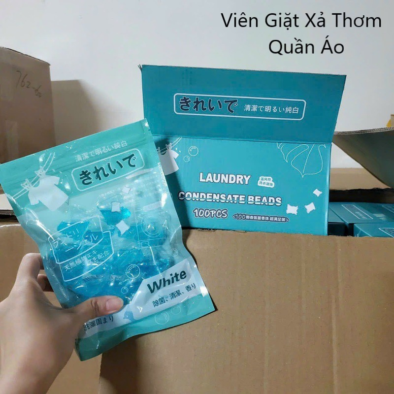 SET 20 viên giặt xả xanh - viên xả giặt quần áo LAUNDRY siêu thơm siêu sạch nhanh chóng
