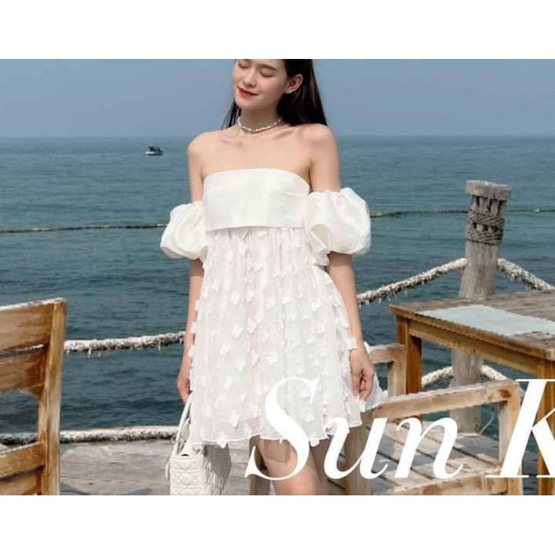💋Váy xòe trễ vai tay bồng tiểu thư 🌸🌸
