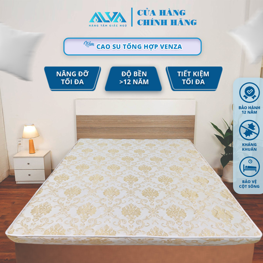 [GIÁ GỐC] Nệm cao su tổng hợp Alva Venza, áo nệm được chần lớp gòn dày êm ái cùng hàng vạn lỗ thông 