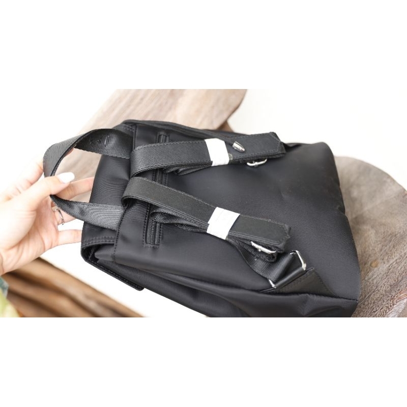 Balo nữ thời trang Pra.da  sz26*30cm đen vài dù thấm nước fullbox nam châm 2 lớp nguyên seal