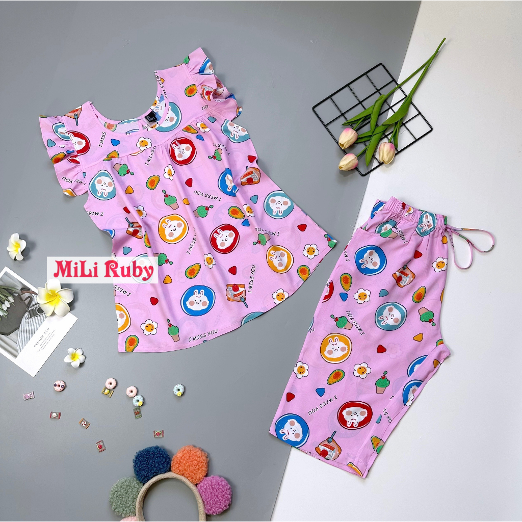 Bộ lanh mặc nhà, đồ bộ tole nữ cánh tiên lửng F21 VNXK cao cấp, có Bigsize (43-75kg)- Shop MiLi Ruby